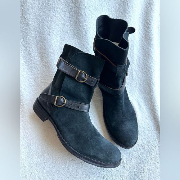 FIORENTINI + BAKER Suede Boots size 41, US 11 Biker leather riding strap Italy - Picture 7 of 15